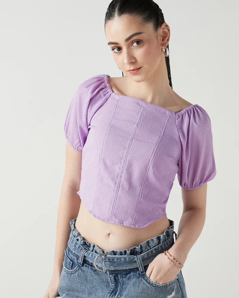 بيواكوف Women's Purple Rose Slim Fit Corset Top